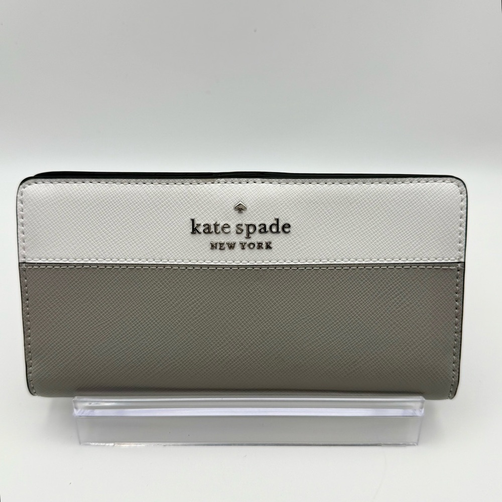 Kate Spade White and Gray Wallet Sleek Minimalist Design
